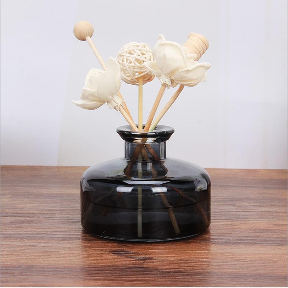 QUUPY 200ml Black Glass Diffuser Jar for DIY and Home Decor