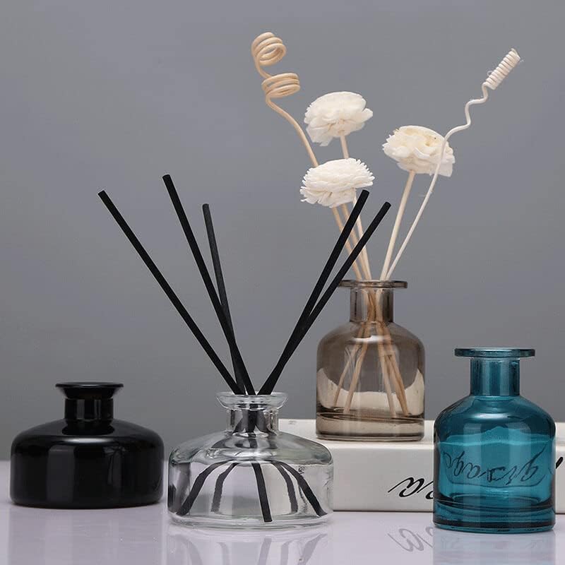 QUUPY 200ml Black Glass Diffuser Jar for DIY and Home Decor