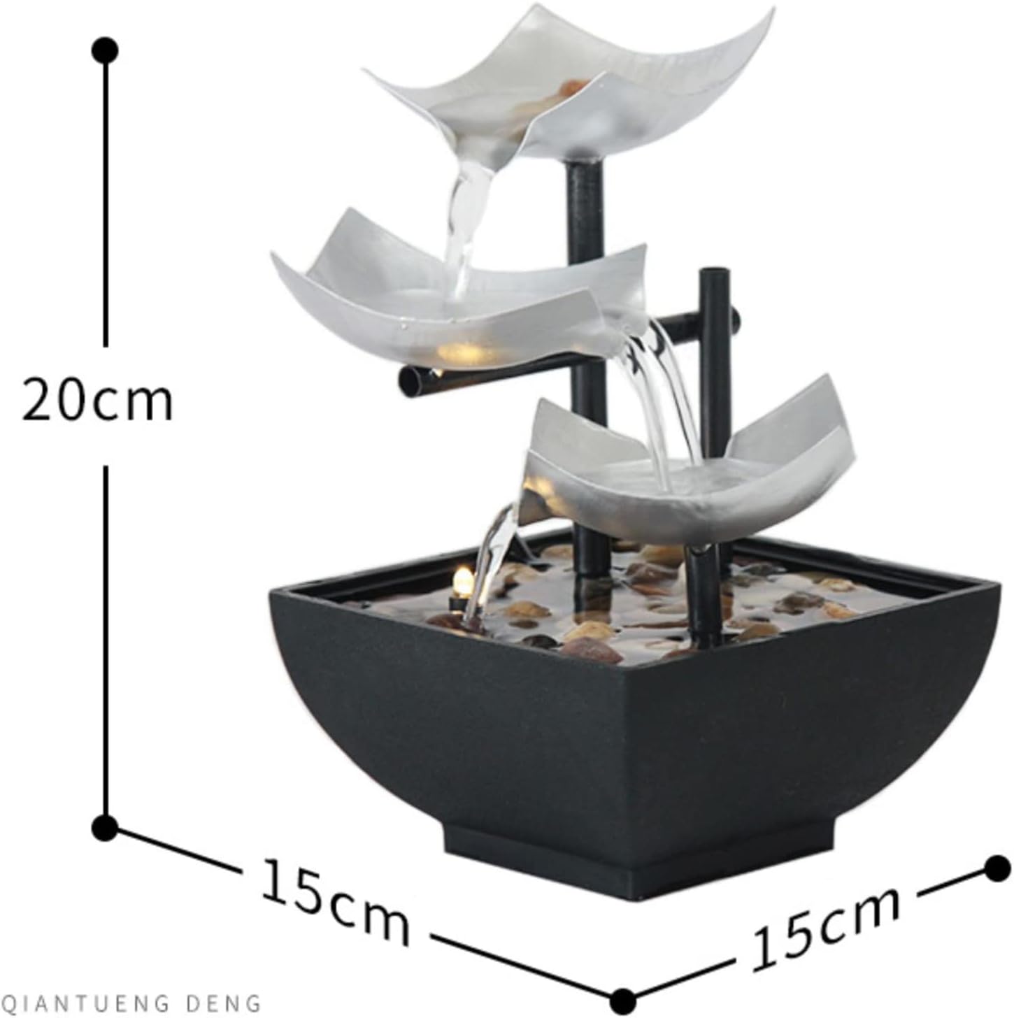 MEIMAY 3-Tier Tabletop Water Fountain with LED Light