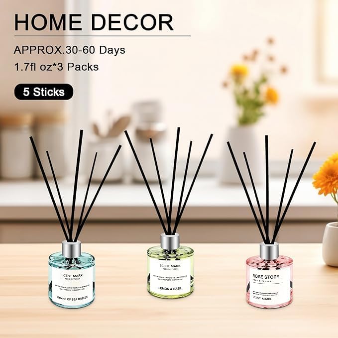 3 Scent Reed Diffuser Set with 5 Sticks
