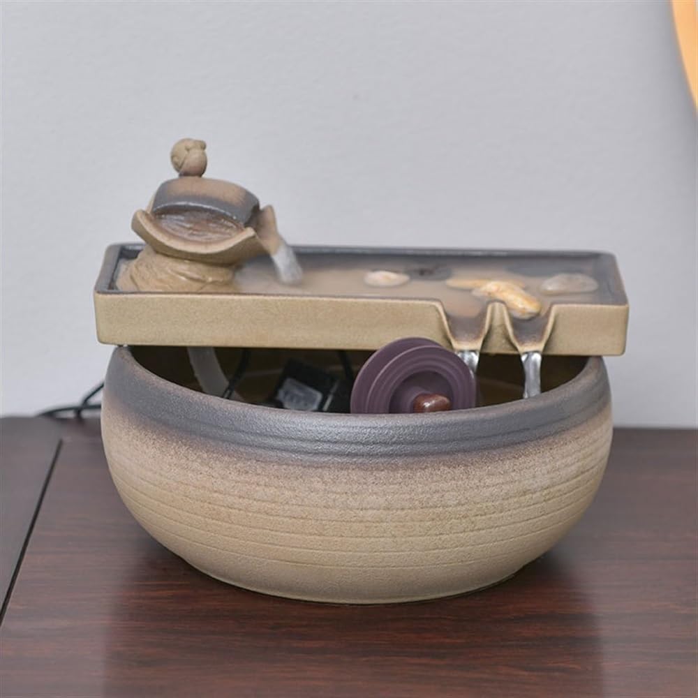 MOOWI Ceramic Tabletop Water Fountain for Wealth and Relaxation