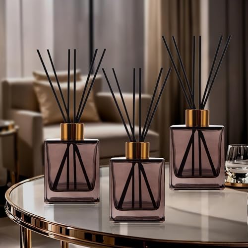 6 Pack Perfume Reed Diffuser Bottle Set with Black Sticks