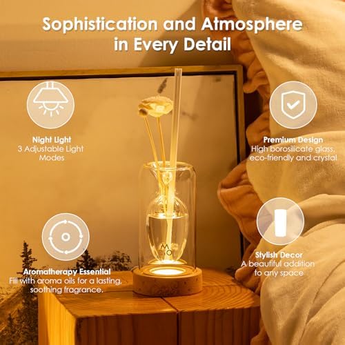 COMI Glass Reed Diffuser Set with Night Light