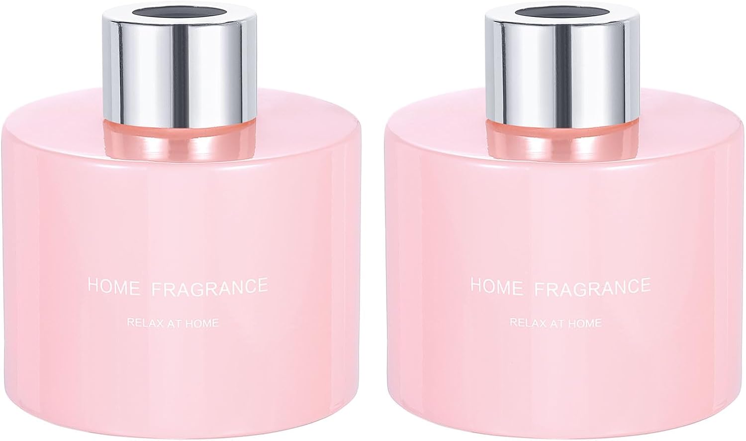 HARFINGTON 2pcs Empty Glass Diffuser Bottle 140ml Refillable Aromatherapy Jar with Silver Cap