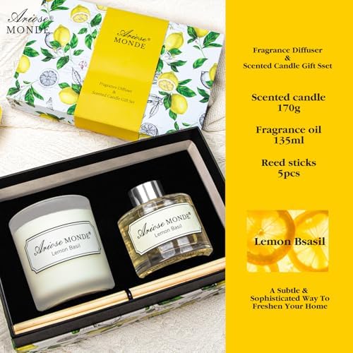 Lemon Basil Reed Diffuser Soy Candle Set