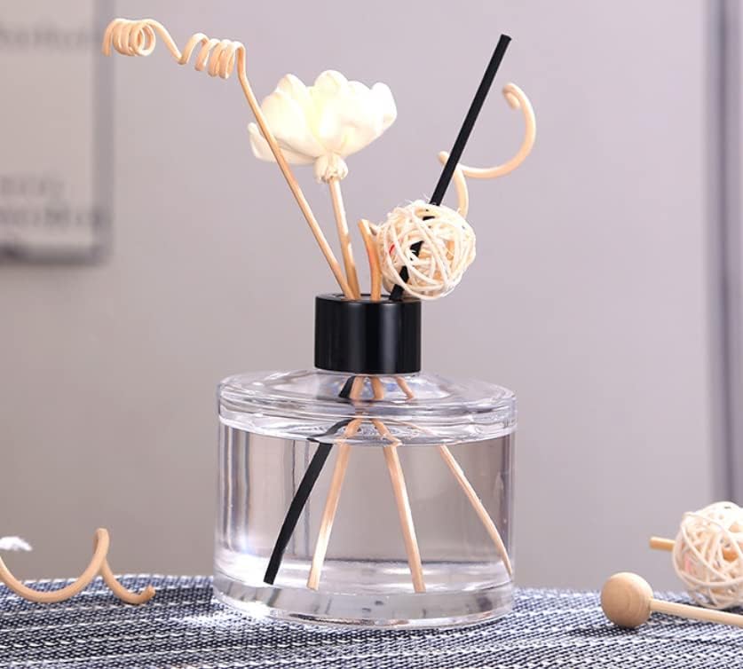 2PCS Clear Glass Diffuser Bottles with Black Caps