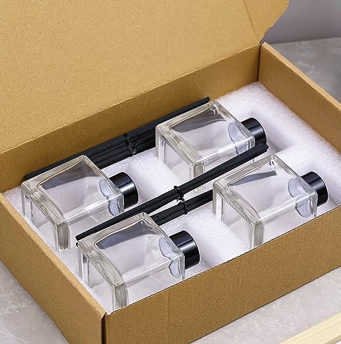 Crazy Huayi 4pcs 150ml Glass Diffuser Set with Black Caps and Reed Sticks