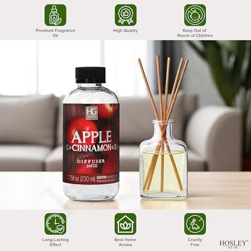 Hosley Premium Apple Cinnamon Reed Diffuser Refills Set of 2