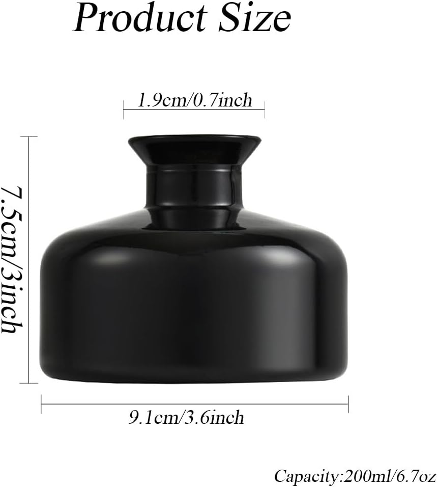 200ml Black Round Glass Diffuser Bottle