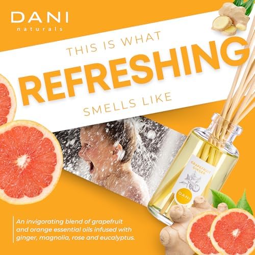 DANI Naturals Reed Diffuser Set - Fresh Grapefruit Ginger Scent