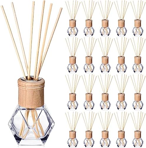 Roshtia 20 Pack Refillable Diffuser Bottles with Wooden Caps