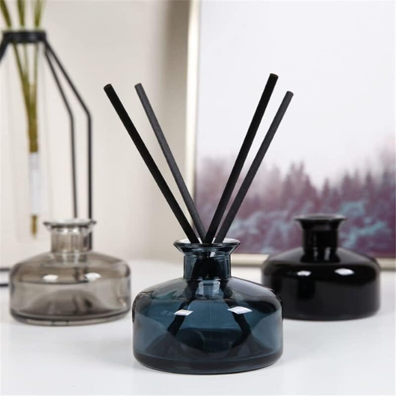 QUUPY 200ml Black Glass Diffuser Jar for DIY and Home Decor