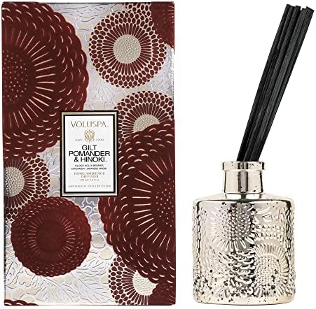 Voluspa Gilt Pomander Hinoki Reed Diffuser 34 Oz