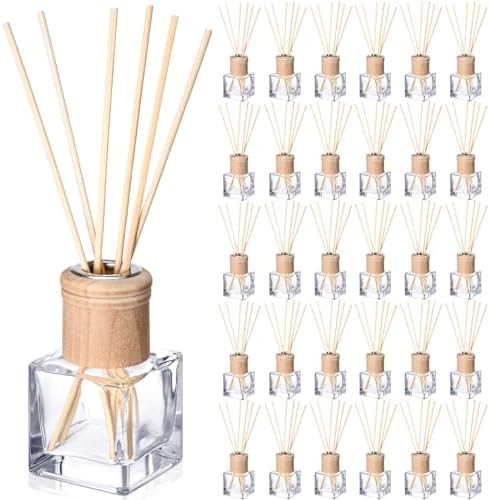 Roshtia 30 Piece Reed Diffuser Set with Wooden Caps and Rattan Sticks