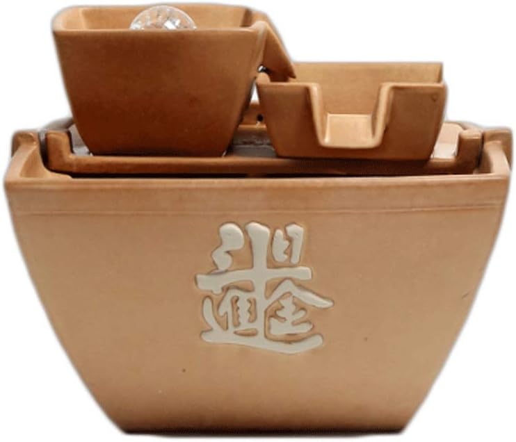 FXJ Ceramic Tabletop Fountain for Home Office Relaxation