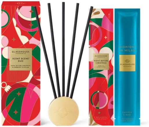 Glasshouse Fragrance Night Before Christmas Midnight in Milan Reed Diffuser Set