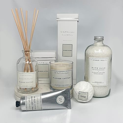 K Hall Designs Washed Cotton Reed Diffuser Set