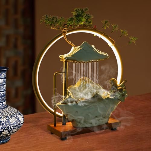 Tabletop Fountain with LED Light and Mist Atomizer