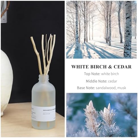 White Birch Cedar Reed Diffuser Set 74 Oz Large Bottle