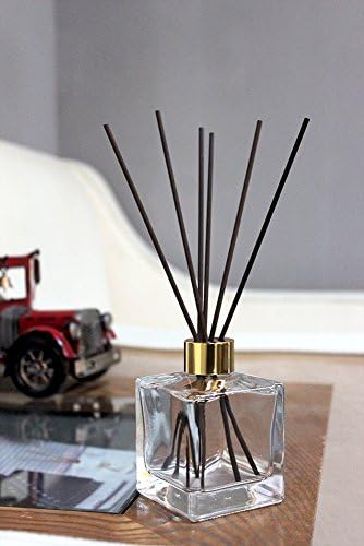 Square Glass Diffuser Bottles with Gold Caps Set of 4 1