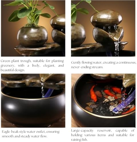 Zen Ceramic Water Fountain with Plant Holder