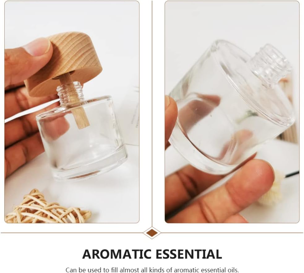 2pcs Glass Reed Diffuser Set with Wood Caps