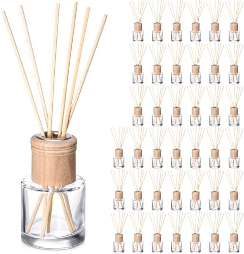 Roshtia 40 Piece Reed Diffuser Set with Glass Bottles and Wooden Caps
