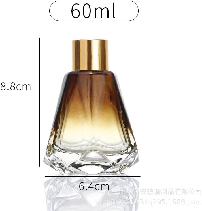 2PCS 60ML Amber Glass Diffuser Jars with Gold Lid and Rubber Plug