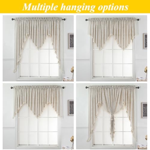 Beda Home Tassel Linen Swag Valance for Farmhouse