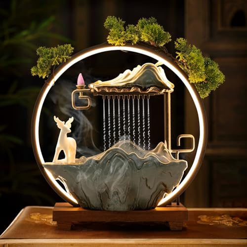Indoor Waterfall Fountain with Deer and Lights