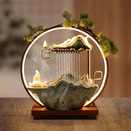 Indoor Waterfall Fountain with LED Lights and Pump