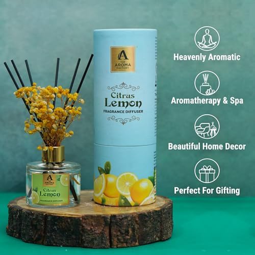 The Aroma Factory Citrus Lemon Reed Diffuser Set