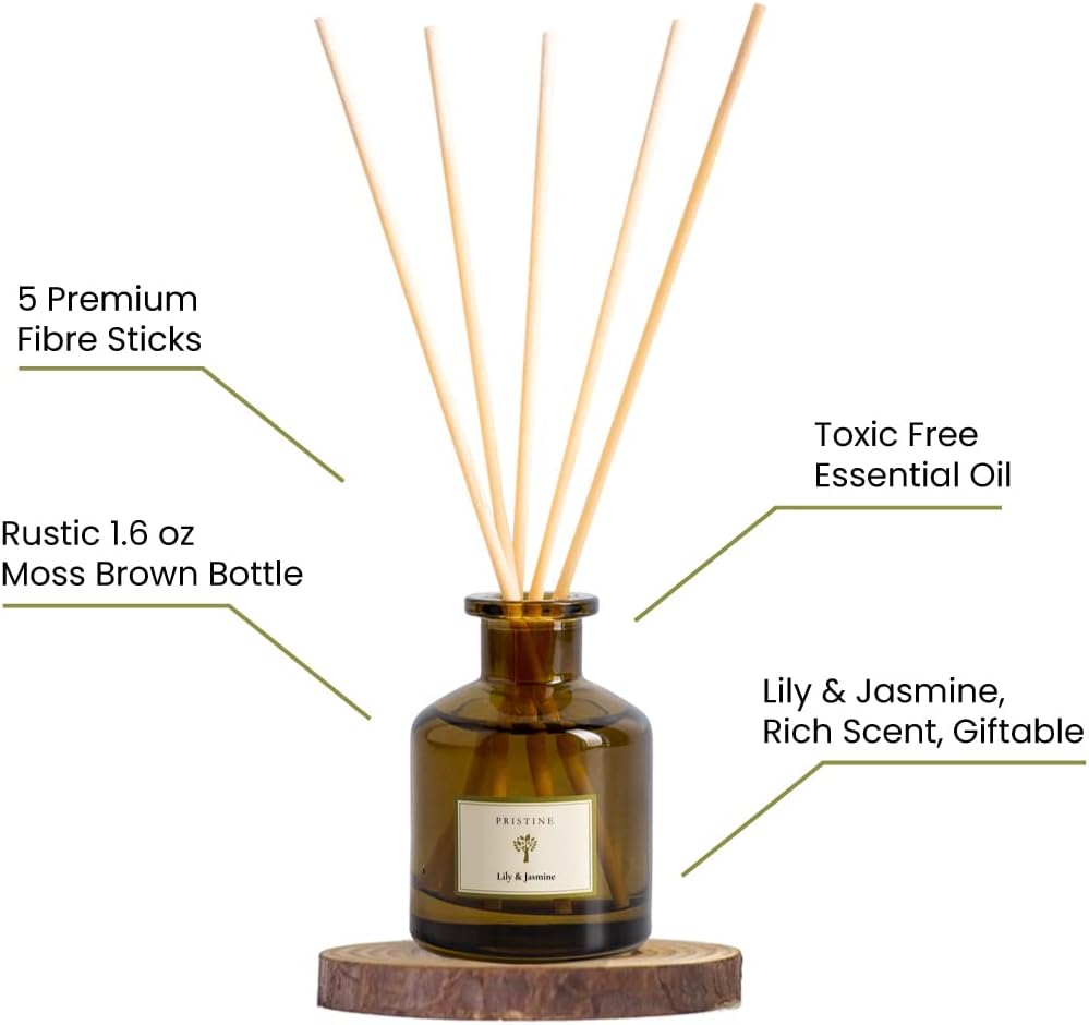 Pristine Lily Jasmine Reed Diffuser Set for Home and Bathroom