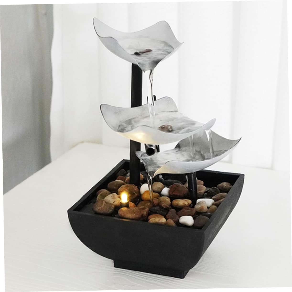 PRETYZOOM Waterfall Tabletop Fountain Indoor Decor