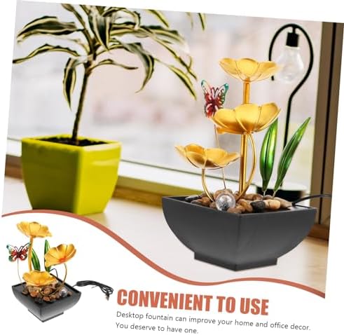 Cabilock Tabletop Water Fountain Lotus Leaf Design USB Powered Indoor Decor Ornament for Home Office