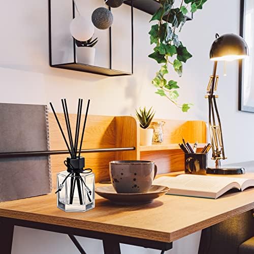 12 Pack Black Rattan Reed Diffuser Set with Caps and Bottles