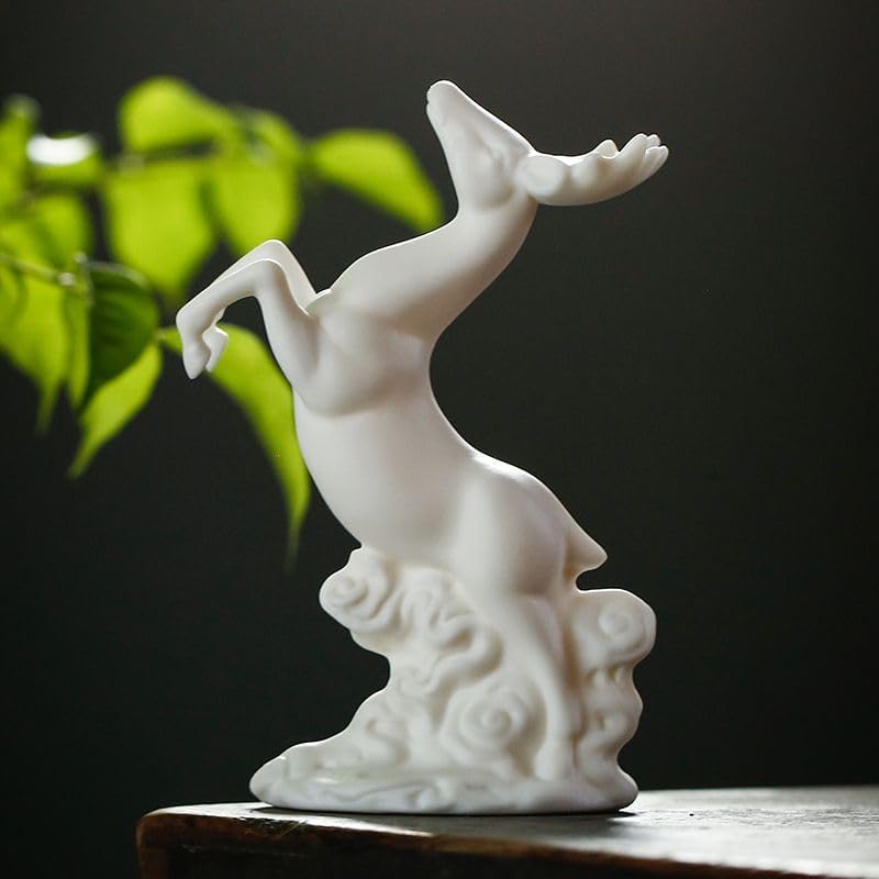 Ecqizer One Deer Rising White Ceramic Ornament