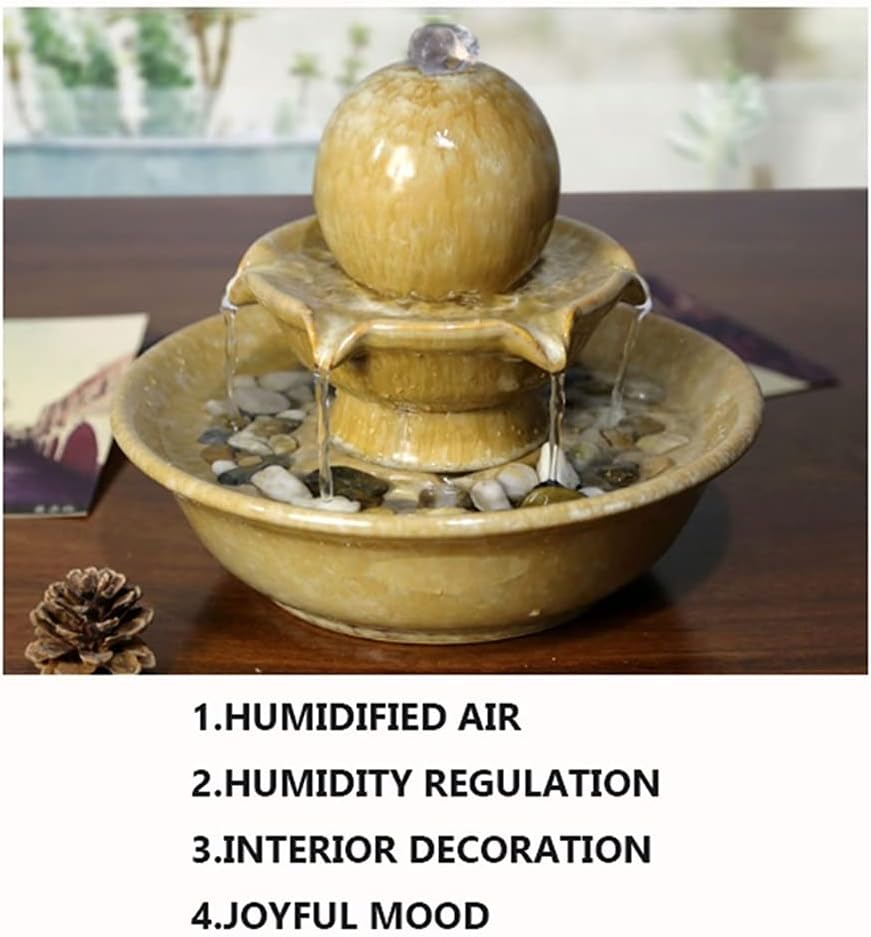 Ceramic Tabletop Fountain for Home Office Zen Relaxation