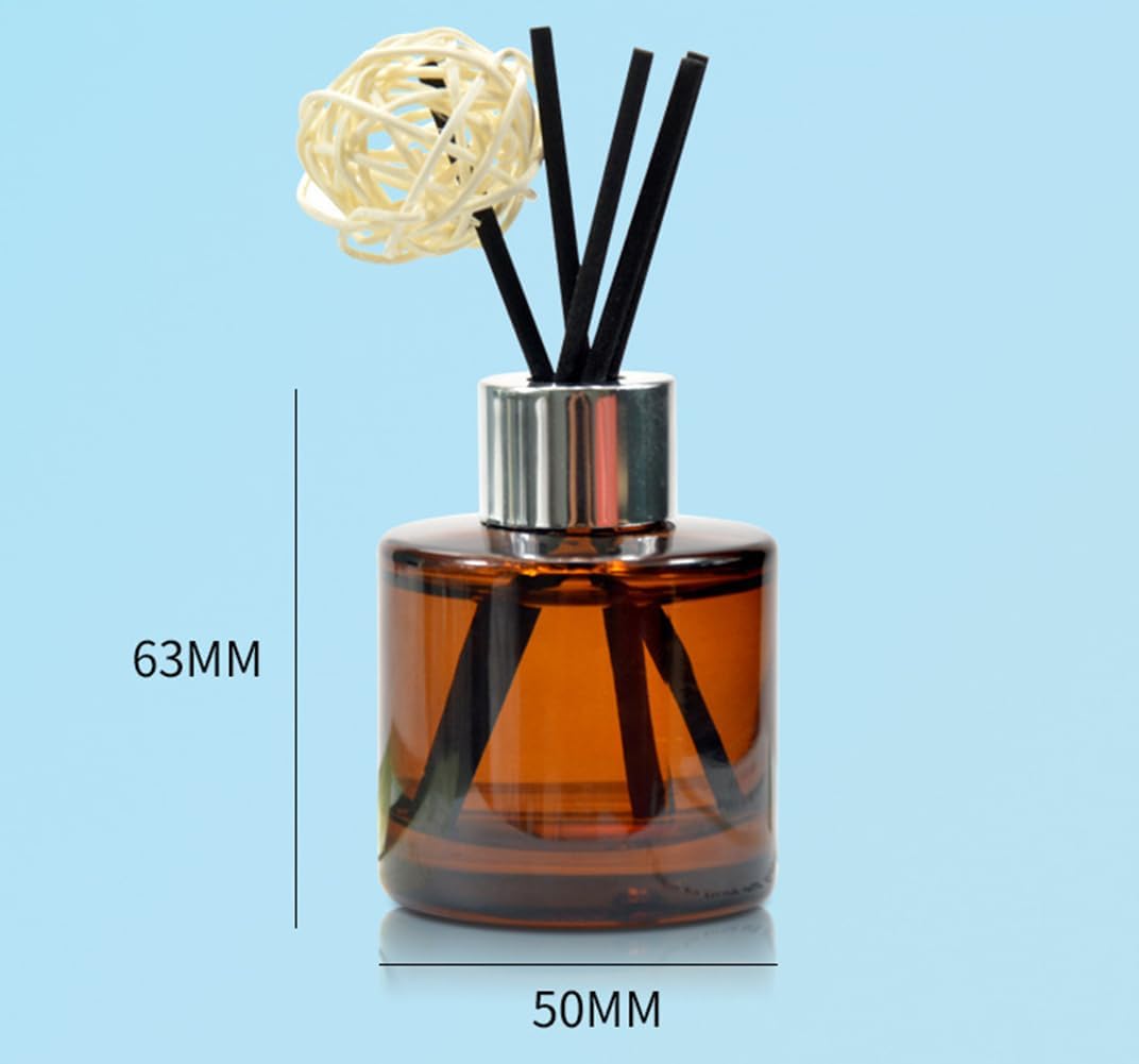 2 Pcs Amber Glass Diffuser Bottles for Home Fragrance