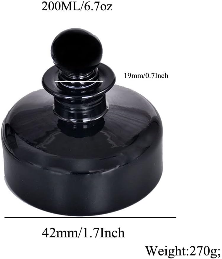 QUUPY 200ml Black Glass Diffuser Jar for DIY and Home Decor