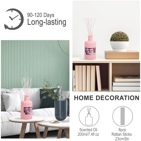 Rose Litchi Reed Diffuser Set - 68fl oz Sweet Floral Aroma