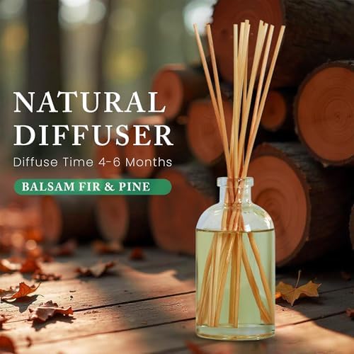 Hillhouse Naturals Reed Diffuser Set - Fresh Cut Balsam Pine Scent
