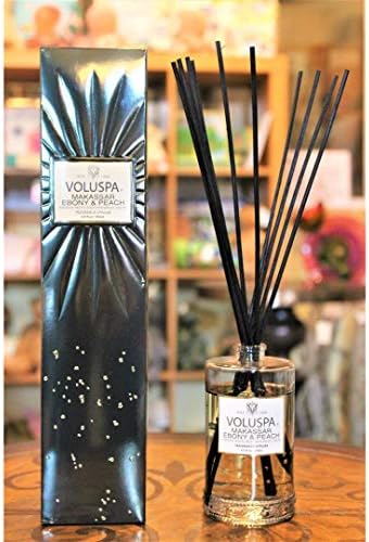 Voluspa Makassar Ebony Peach Reed Diffuser Set