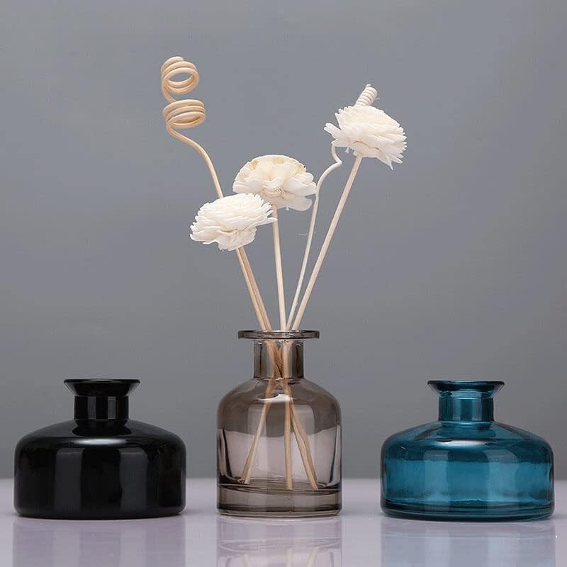 QUUPY 200ml Black Glass Diffuser Jar for DIY and Home Decor