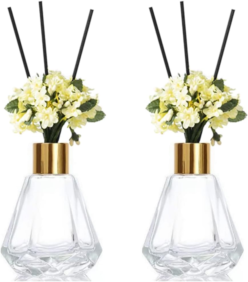 TOPWEL 2PCS 60ml Clear Glass Diffuser Jars Set