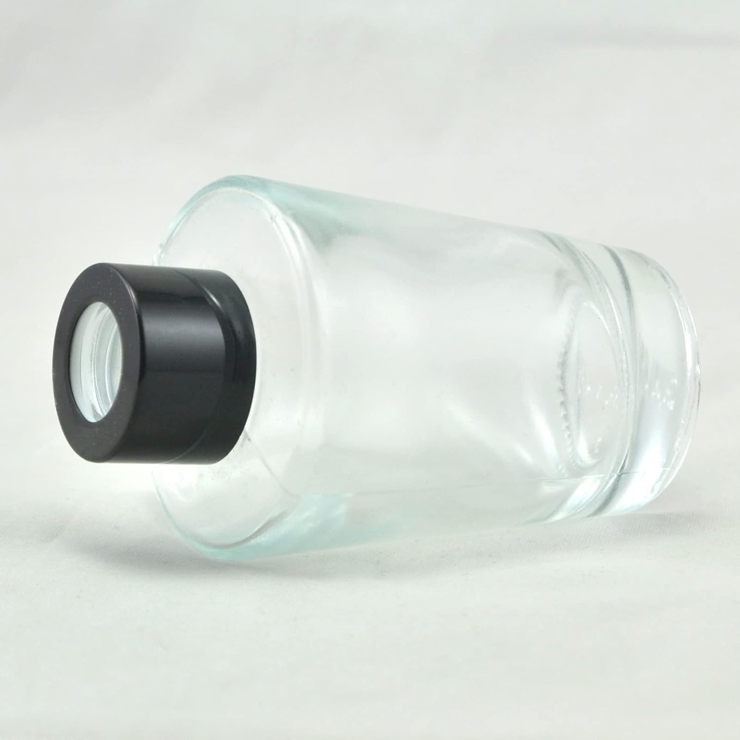 Set of 4 Inverted Cone Reed Diffuser Glass Bottles with Black Caps