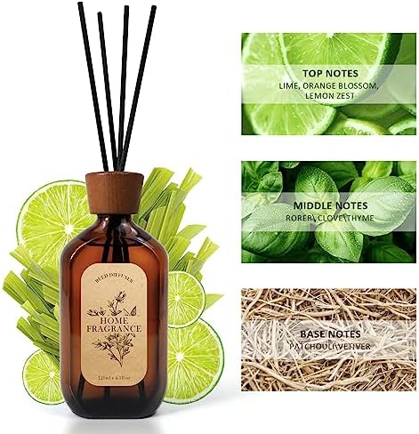 LA BELLEFE Reed Diffuser Set Lemongrass Lime 6 Sticks