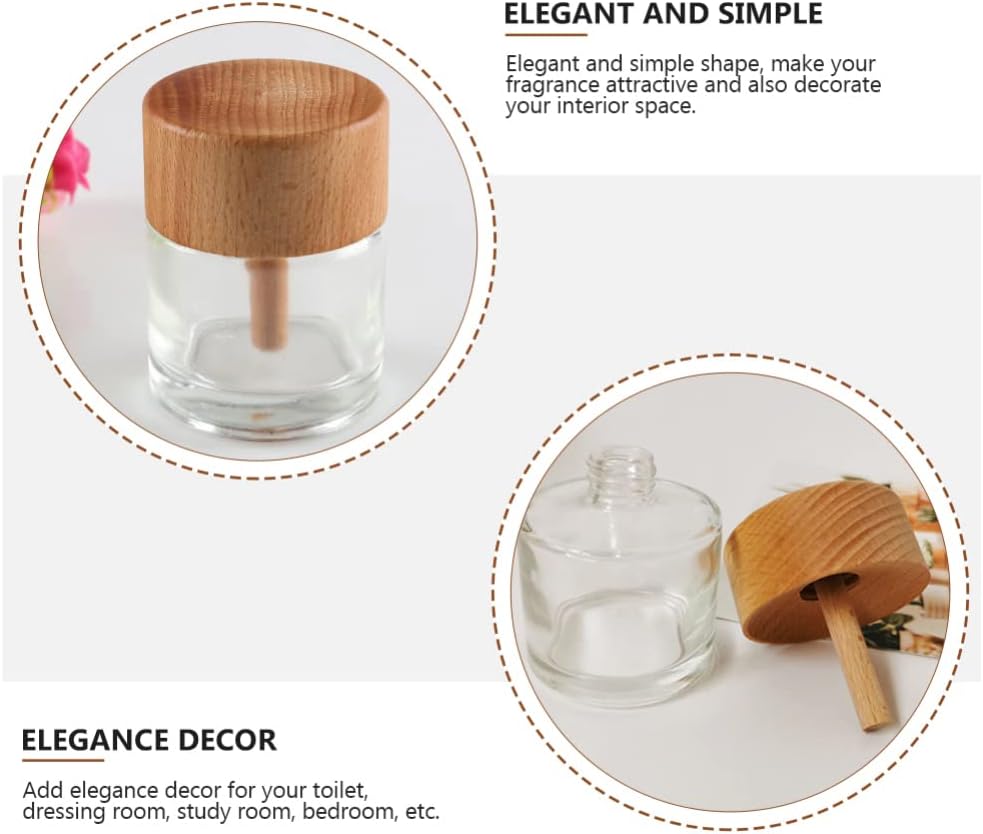 2pcs Glass Reed Diffuser Set with Wood Caps