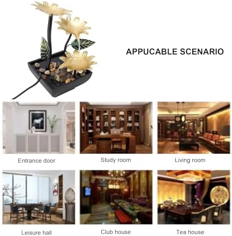 Mini Water Fountain with Adjustable Flow and LED Light USB Tabletop Decor for Home Office