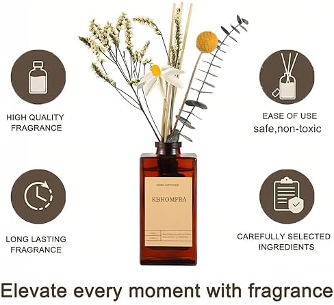 KBHOMFRA Reed Diffuser Set with Dried Flowers